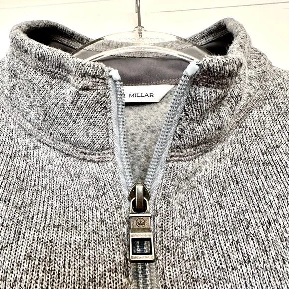 Peter Millar Men’s Heathered Gray Full Zip Fleece Sweater Vest • Medium - Picture 4 of 8